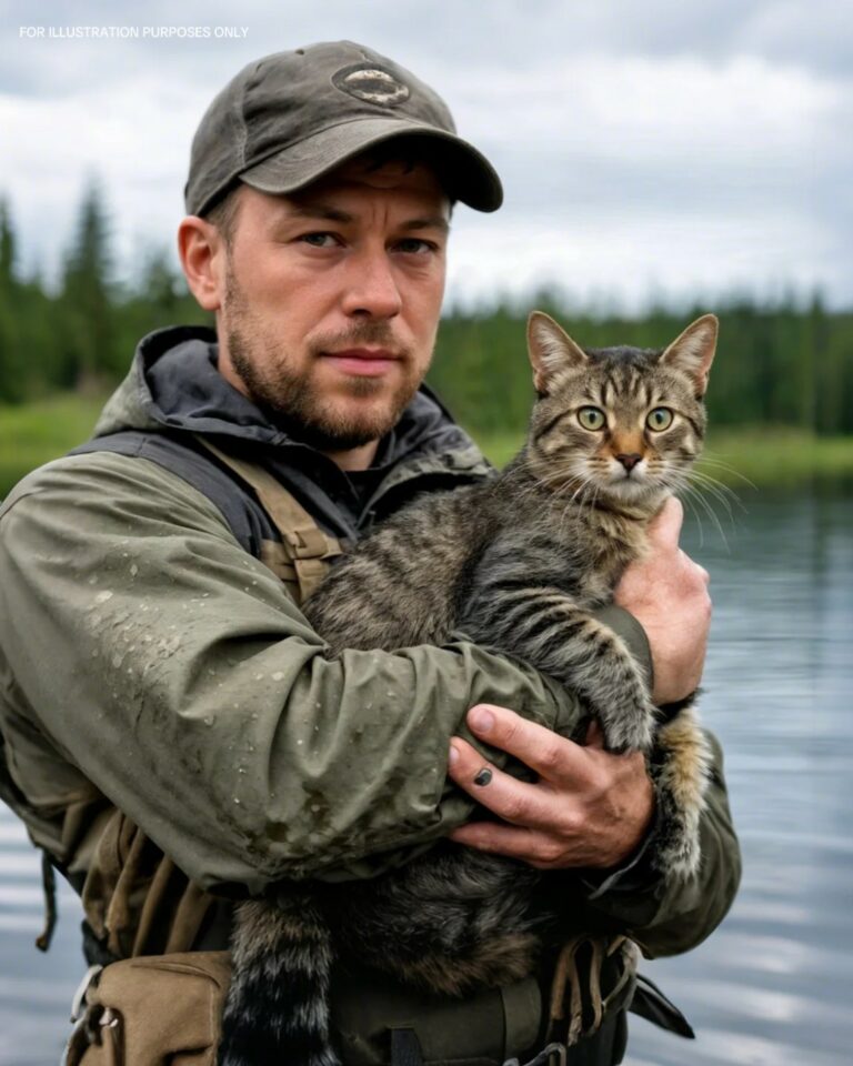 Fishermen caught a struggling cat who was swimming to people with all its might