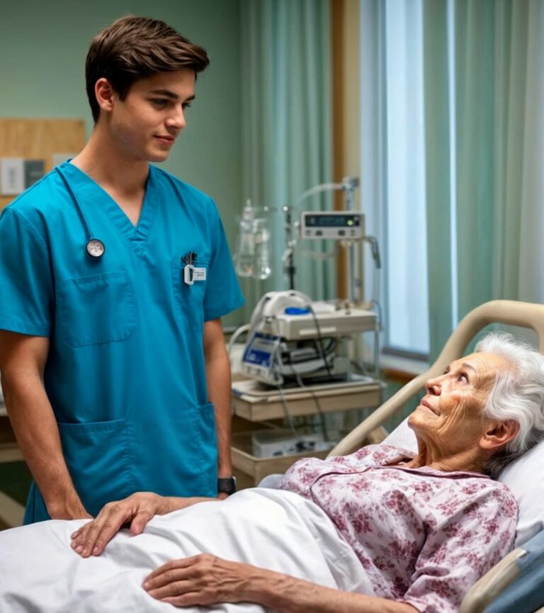 A young orderly was sent to play the role of a dying grandmother’s grandson. He saw a photo of his mother among her pictures.
