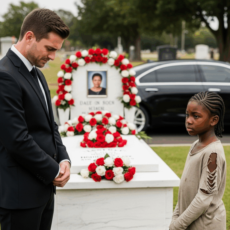 She’s not gone,” the young Black girl whispered. The man’s heart skipped a beat — confusion twisted into dread as her words sank in. And as he looked closer, peeling back the layers of silence and sorrow, a truth darker than grief began to surface…