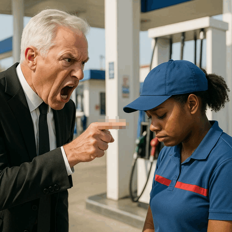 She paid for a modest man’s gas out of her own pocket, only to be fired by the manager. Half an hour later, the owner showed up.