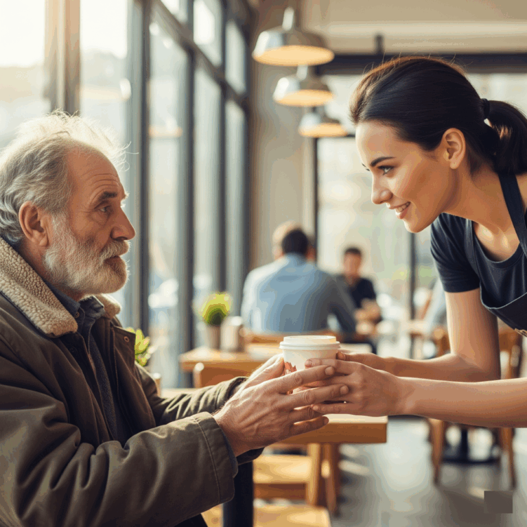 The kind waitress paid for the old man’s coffee. She didn’t know what would happen to her in a minute.