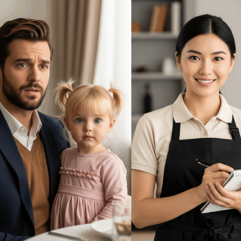 “Daddy, that waitress looks just like Mommy!” — The millionaire turned around and froze… His wife had died!