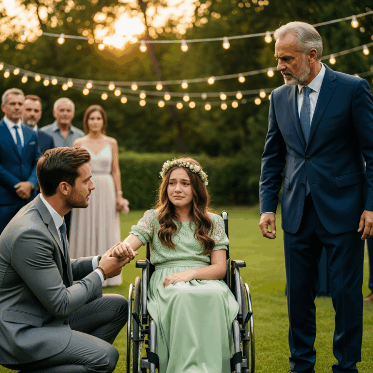 “Everyone Ignored the CEO’s Paralyzed Daughter at the Wedding — Until a Single Dad Spoke Up.”
