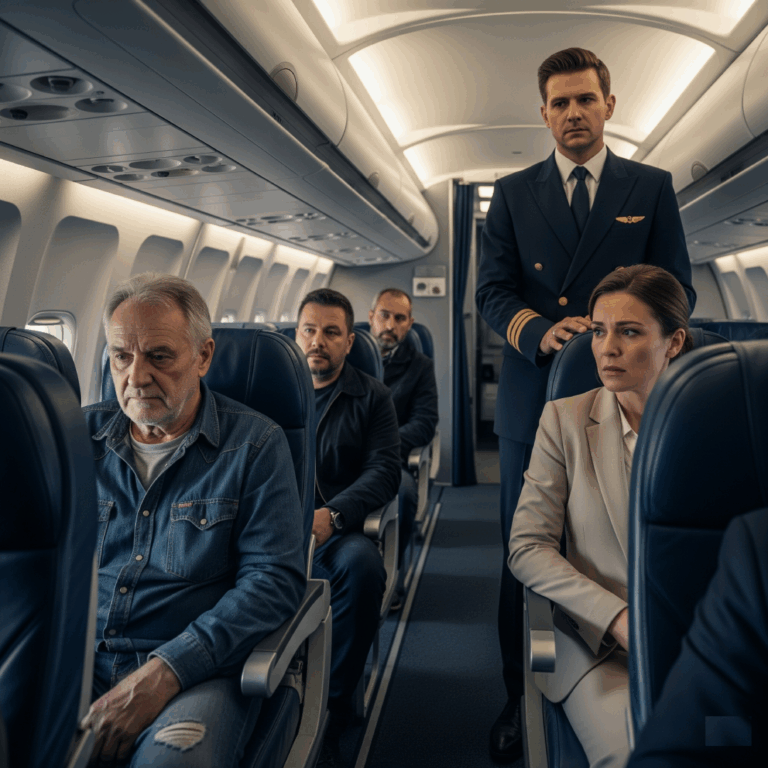 “A woman in first mocked an elderly janitor — until the captain stepped in and said this…”