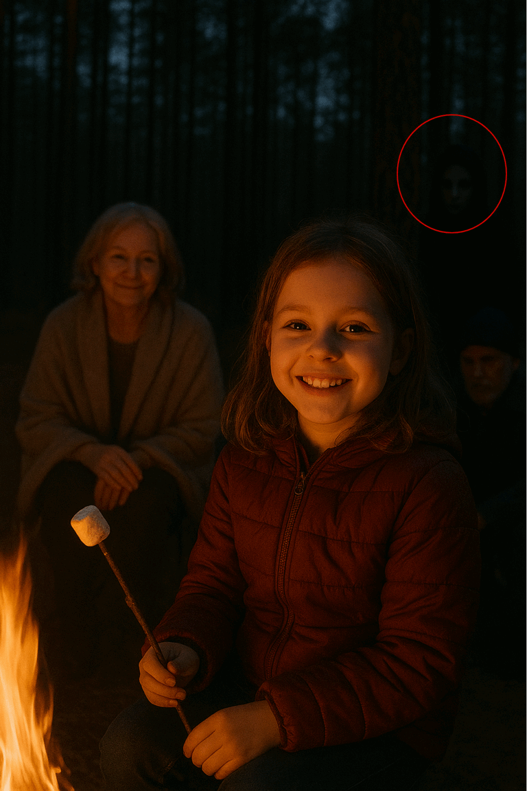 Daughter Sends Selfie While Camping With Grandparents, Mom Zooms in and Starts to Panic!