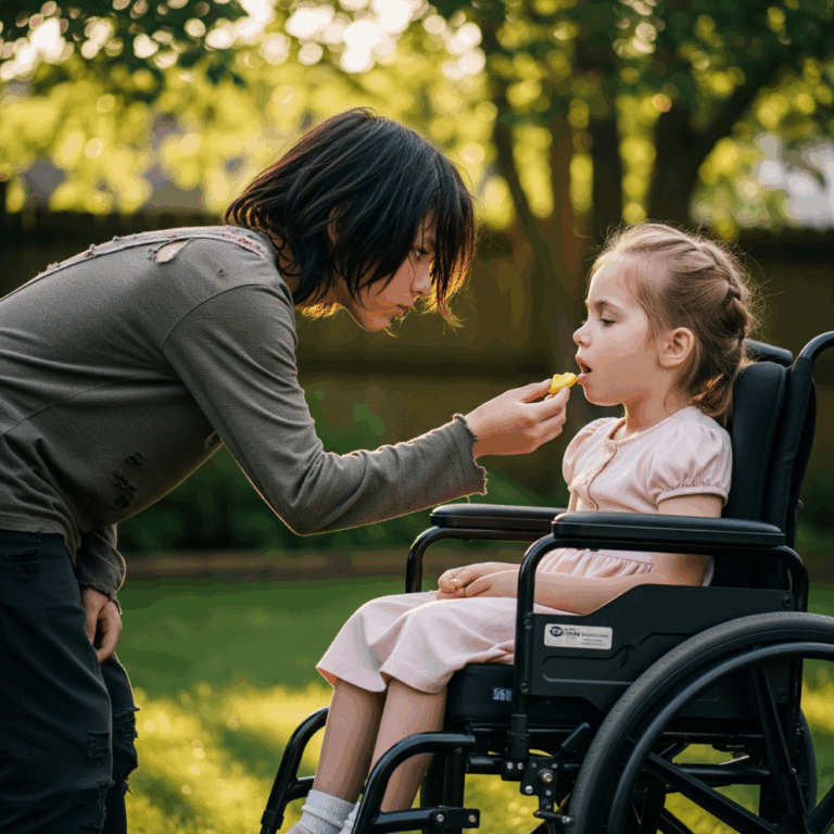 Father Sees Homeless Boy Feeding Strange Food to Disabled Daughter…What He Does SHOCKS Everyone!