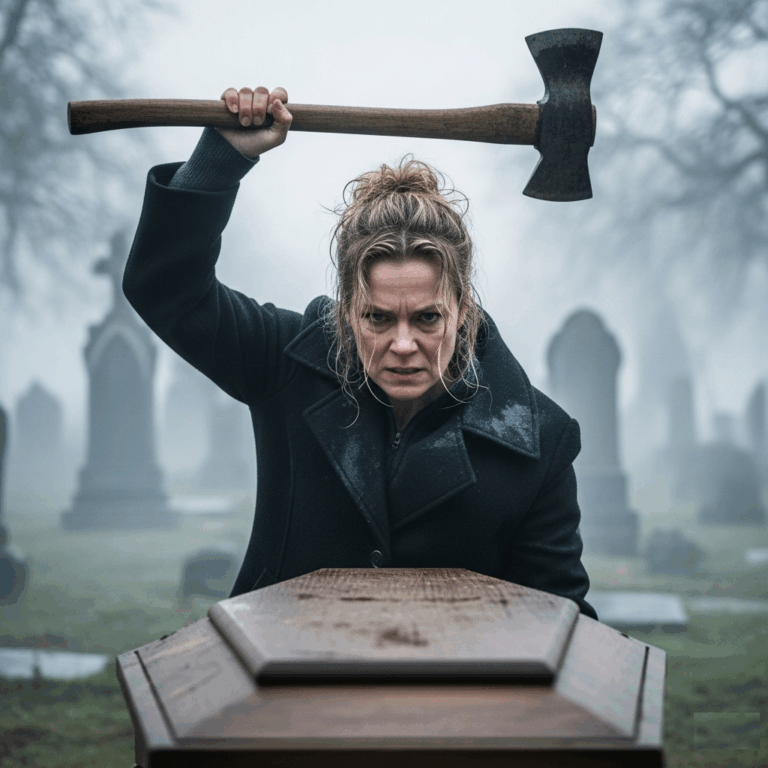 During her son’s funeral, the mother grabbed an axe and struck the coffin lid several times: when the lid broke, people saw something horrifying