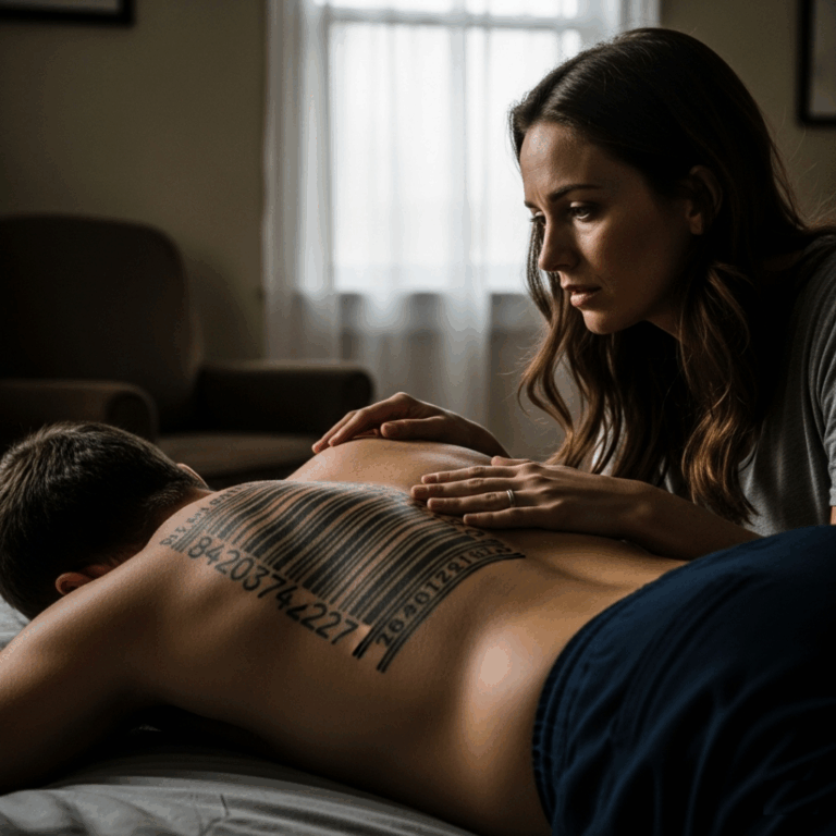 While my husband was asleep, I noticed a strange tattoo on his back in the shape of a barcode: I scanned the code and nearly fainted
