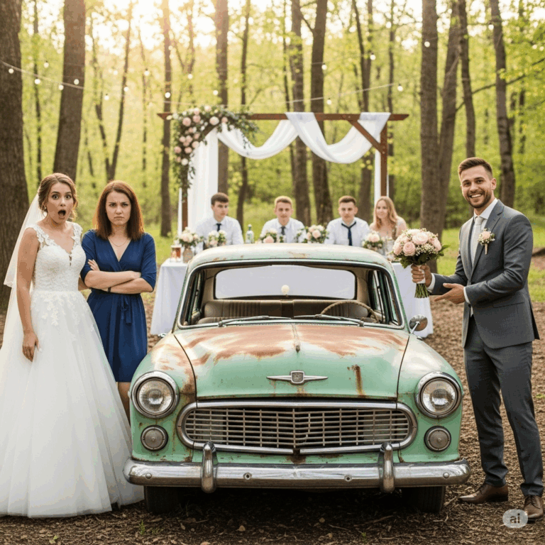 Groom Hid His Fortune and Drove a Rusty Junker to the Wedding! But the Bride’s Next Move Stunned the Entire Crowd…