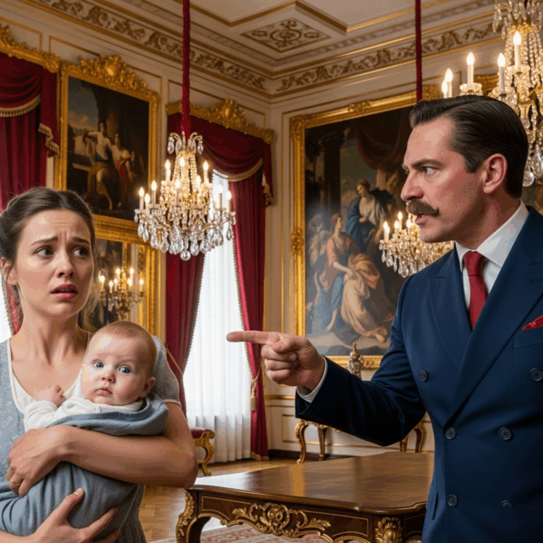 “He is not my son,” declared the millionaire coldly, his voice echoing through the marble hall. “Pack your things and leave. Both of you.”