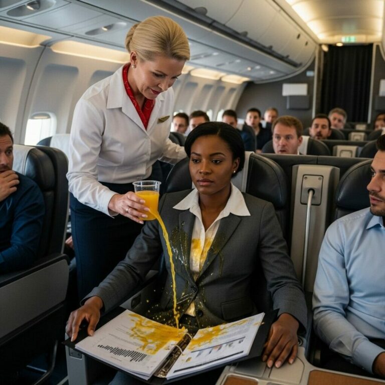 Flight Attendant Spills Drink on Black Woman — FREEZES When She Grounds the Plane…