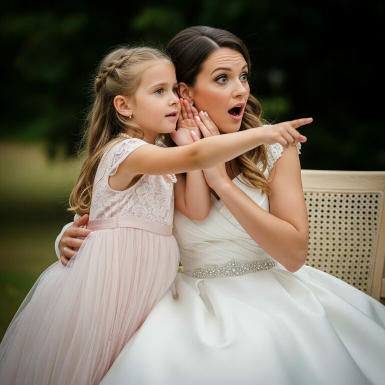 At my wedding, my 7-year-old whispered, “I don’t want a new Daddy. Look at his arm.” I spotted a wine-red lipstick stain on his shirt, and he lied, blaming his mother. I didn’t cry. Instead, I took the mic and announced a surprise “game”—a game to uncover the truth.