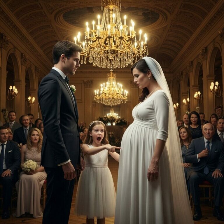 “She’s Lying About the Baby!” — The Little Girl’s Bold Words That Stopped a Billionaire’s Wedding…