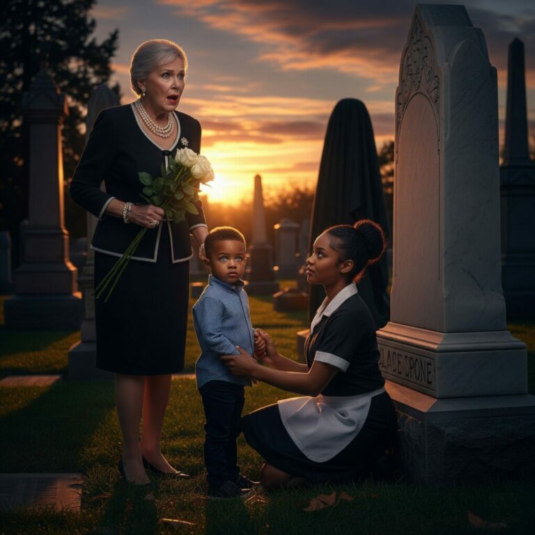 Billionaire Visits Her Son’s Grave And Finds A Black Waitress Crying With A Child – She Was SHOCKED!