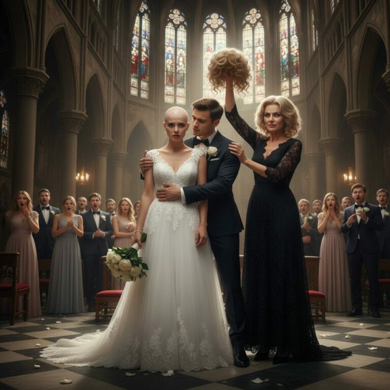 During the wedding, my mother-in-law came up to me and ripped off my wig, showing all the guests my bald head – but then something unexpected happened.