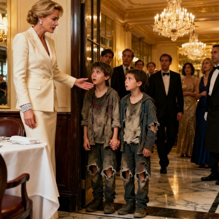 Two homeless boys came to the millionaire’s table: “Ma’am, can we have some of your leftovers?” The millionaire looked up and was shocked to see the two boys….