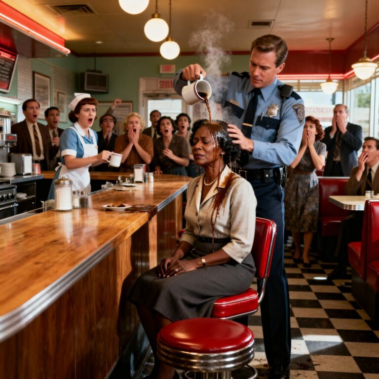 Racist Cop Pours Coffee on Quiet Middle-Aged Black Woman — Only to Fall to His Knees When He Finds Out Who She Is…