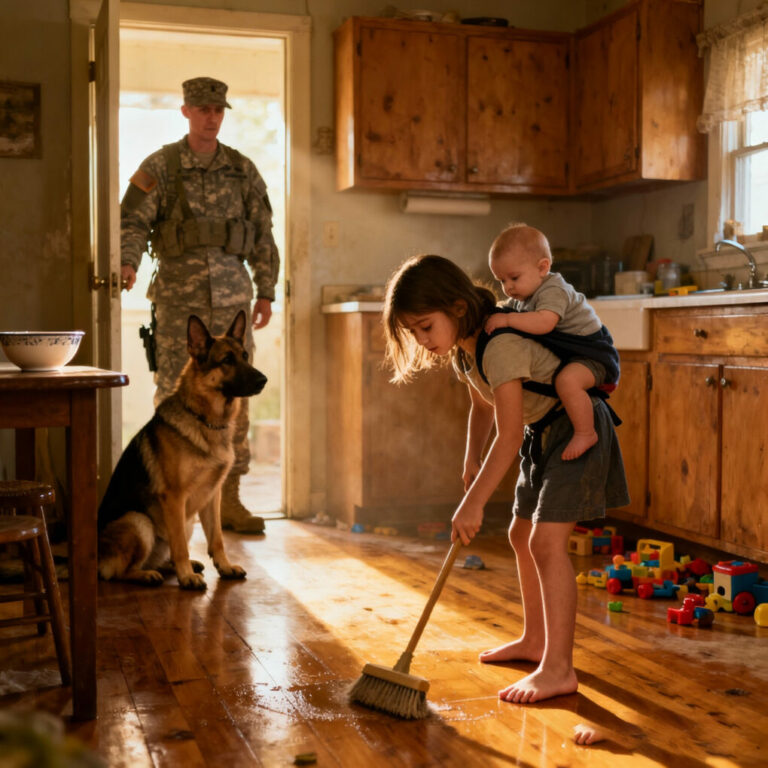 A Soldier Returns Home To Find His Young Daughter Raising Her Younger Brother Alone – The Dog Has Become Their Shield And The Second Wife Has Long Since Disappeared With Her Lover…