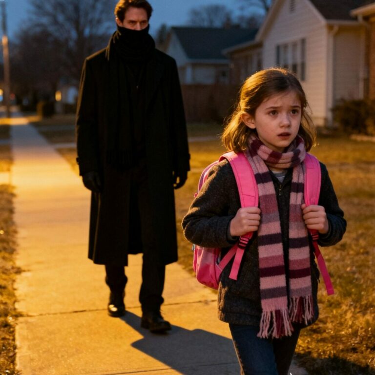 A Seven-Year-Old Girl Realized a Stranger in Black Was Walking Behind Her—But Instead of Running Home, She Did Something No One Expected…