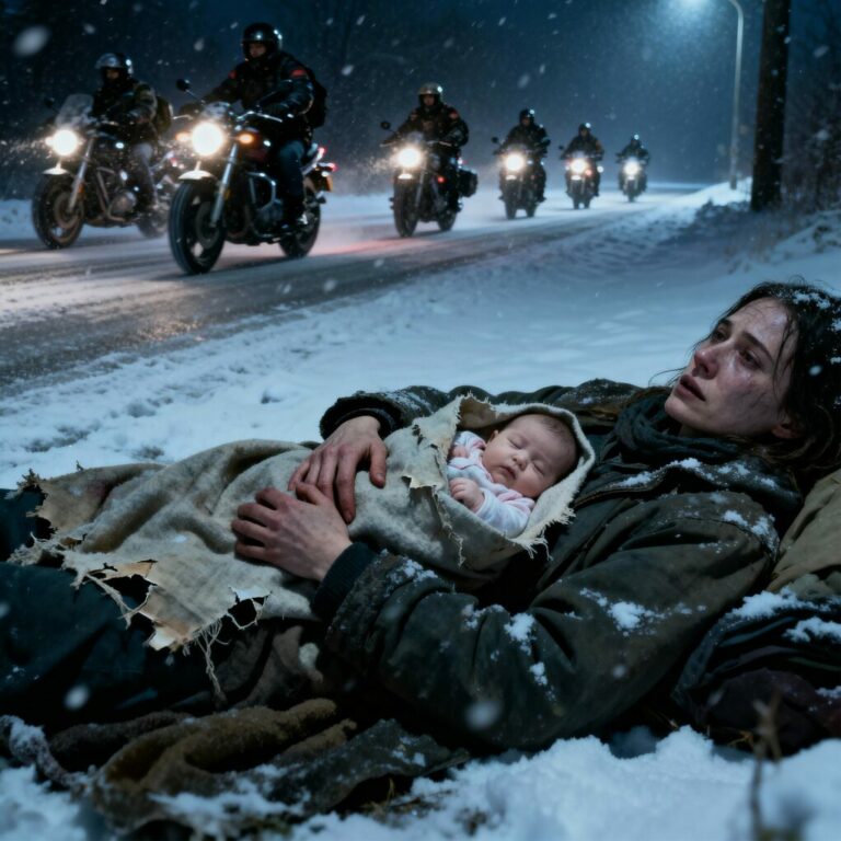 In the middle of a snowstorm, a homeless woman gave birth on the sidewalk. When her cries faded into the cold night, ten roaring engines appeared from the dark horizon…