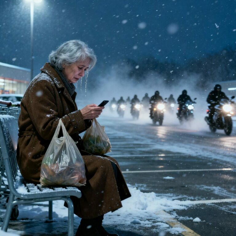 An Elderly Woman Was Left Freezing Outside a Grocery Store by Her Own Son — Then 20 Bikers Pulled In, and What They Did Next Stunned Everyone