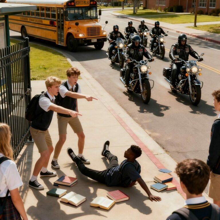 They Bullied a New Black Kid — Then 10 Bikers Showed Up at the School Gate.