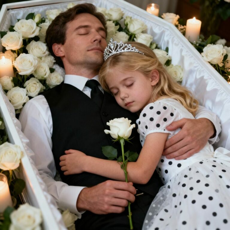 At her father’s wake, eight-year-old Sophie wouldn’t leave the coffin. She just sat silently, watching him for hours. Everyone thought she was in shock—until that night, when she climbed inside to lie with him.