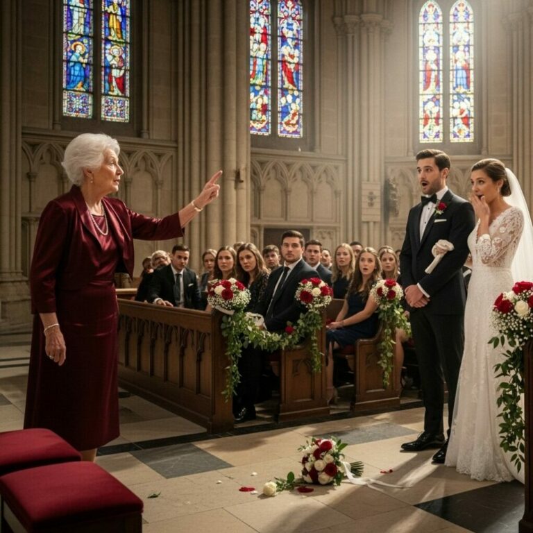 My family thought I was a senile old woman when I warned them my grandson’s fiancée was a fraud. They ignored me. At the wedding, she hugged me and whispered, “This fortune is mine now, old woman.” She thought she had won. But as they were about to exchange rings, I stood up…