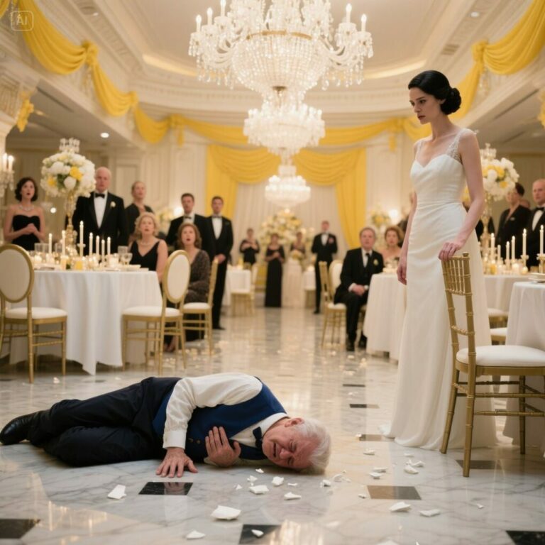 At my only son’s wedding, my new daughter-in-law tried to seat me with the caterers. When I tried to take my rightful place with my family, she smiled, and in front of everyone, pulled my chair out from under me as I was sitting down. What she didn’t realize was that her own father, a man whose life I saved, had just walked in and saw the whole thing.