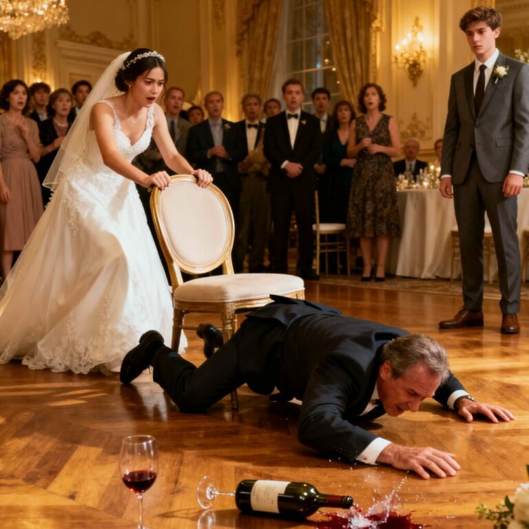 At my only son’s wedding, my new daughter-in-law tried to seat me with the caterers. When I quietly took my rightful place beside my family, she smiled—and pulled the chair out from under me in front of everyone. What she didn’t know was that her father had just walked in and saw everything.