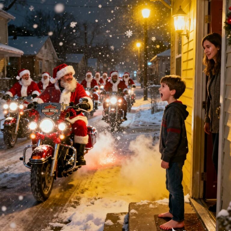 🎅 The Night the Bikers Became Santa Claus — and Changed a Whole Neighborhood’s Christmas…