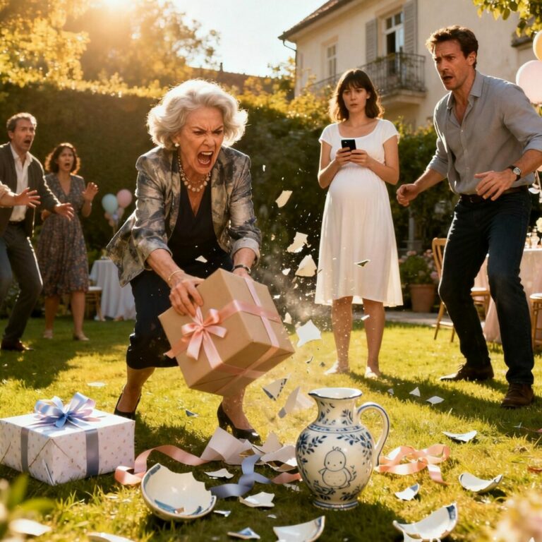 At My Baby Shower, My Mother-in-Law Announced She’d Name the Baby. When I Refused, She Smashed Every Gift — Minutes Later, Police Took Her Away After I Showed My Husband the Truth.