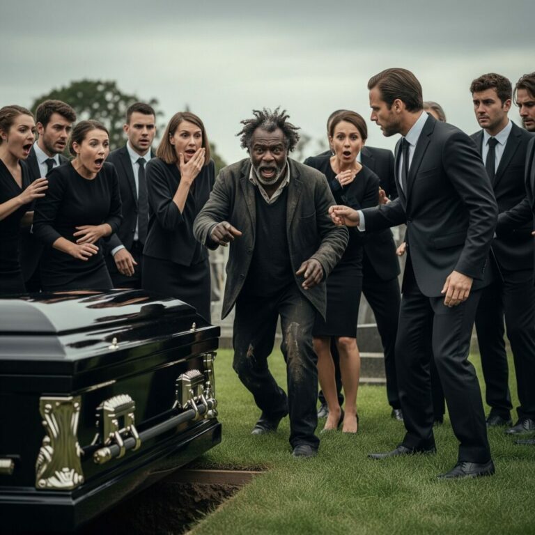 “She’s Not Dead”, Homeless Man Stops Billionaire’s Funeral To Save Her, What Happened Next Shocked…