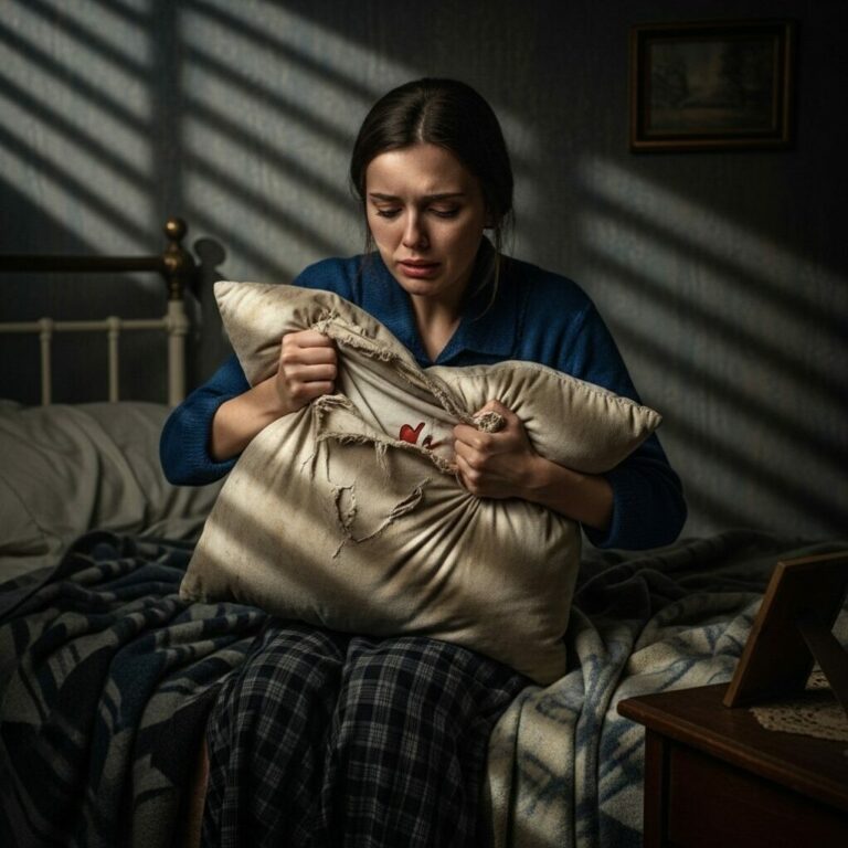 Divorced, my husband threw an old pillow at me with a look of disdain — but when I opened it to wash it, I froze at what I found inside…