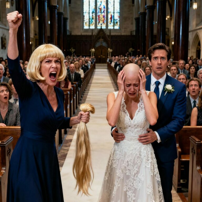 During the wedding, my mother-in-law came up to me and ripped off my wig, showing all the guests my bald head – but then something unexpected happened.