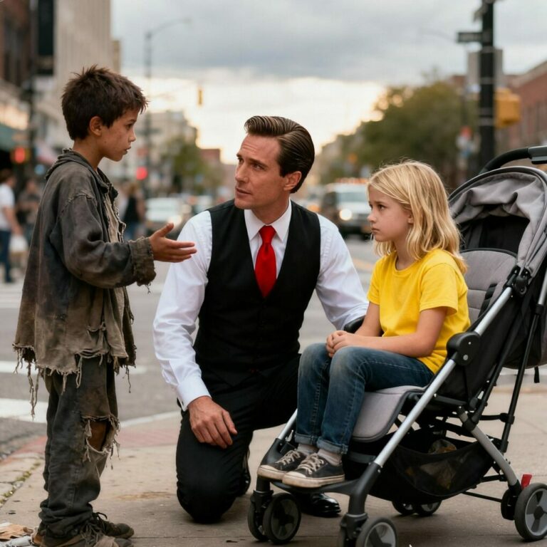 “Sir, I can make your daughter walk again,” said the small, trembling voice behind him…