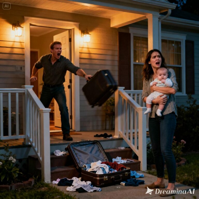 I cradled my frail 3-month-old baby in my arms, pleading with my husband to help pay for the treatment. He barely looked at us, his voice colder than stone: “I don’t have space in my life for sick people.” A moment later, he shoved our suitcases out the door and walked back inside with his new mistress, his arm around her waist, slamming the door as if sealing off the last piece of humanity he had left. What he didn’t know… was that I had been quietly preparing my revenge for a very long time.