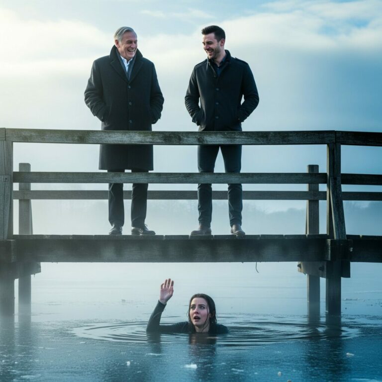 They said it was just a family prank—until the young woman disappeared beneath the freezing lake while her husband and father-in-law stood on the bridge laughing. But when the truth of that morning finally surfaced, the entire town learned one terrifying lesson: some “accidents” are never accidents at all.