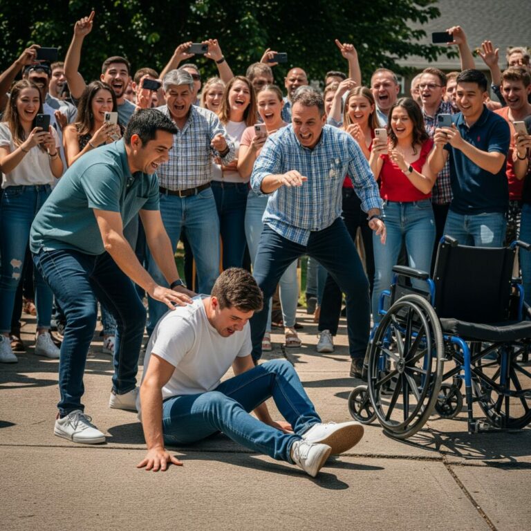 My own family laughed as I lay bleeding on the concrete, calling me a fraud—until my doctor stepped out of the crowd and spoke five words that shattered their pride and exposed their cruelty.