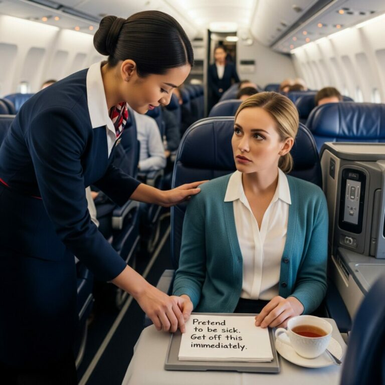 The note said ‘You are not safe,’ but what terrified me most was the look in her eyes—because in that split second, I knew she wasn’t saving just me, but the entire plane.