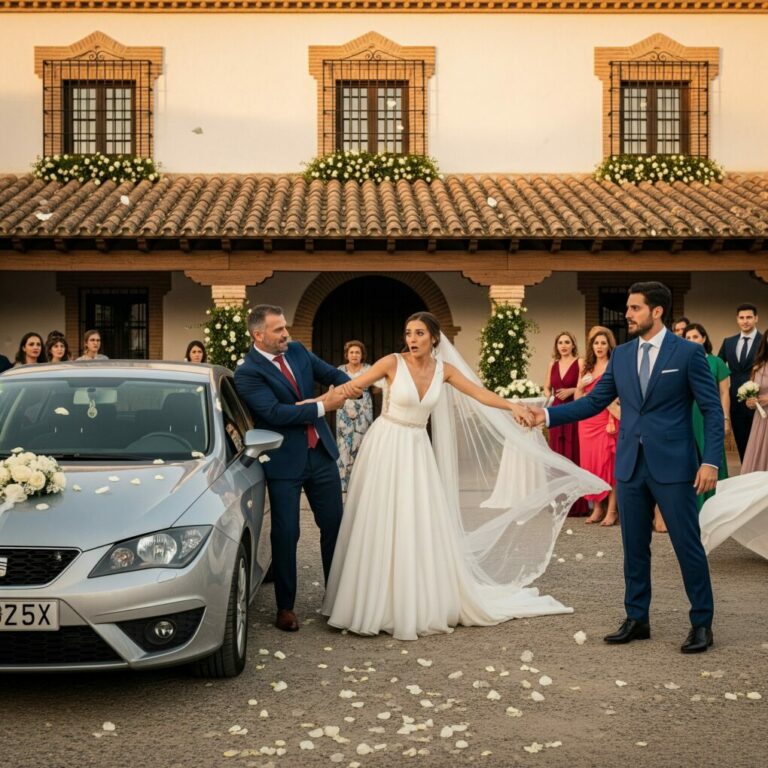 La boda no podía haber sido más perfecta… hasta que mi padre, de repente, me agarró de la mano y dijo: —“Súbete al coche, ahora.”  Mi corazón se aceleró mientras tropezaba tras él. —Papá, ¿qué está pasando? —supliqué—, pero se mantuvo en silencio durante todo el camino a casa.  Solo cuando llegamos, mi padre finalmente reveló algo que me dejó completamente destrozada…
