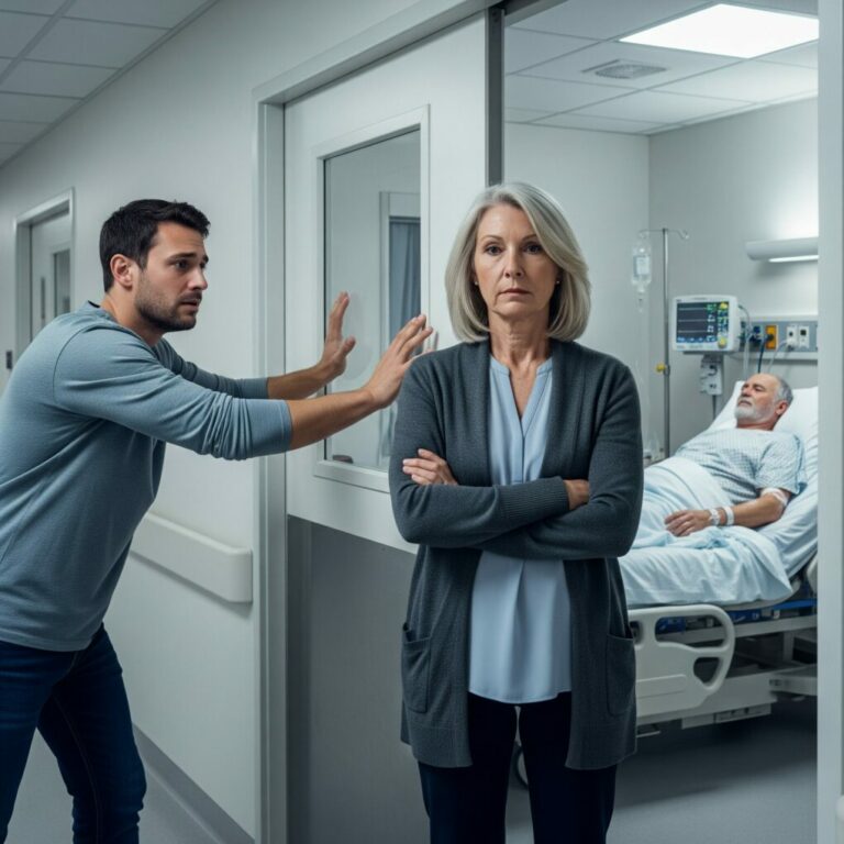 My stepmother wouldn’t let me say goodbye to my father. She stood blocking the hospital room door, coldly saying, ‘Not necessary.’ A week later, right before the will reading, she stopped me again: ‘This meeting is for heirs only.’ I didn’t argue. I simply handed the lawyer a folder.