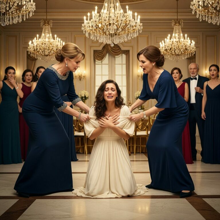 Me arrancaron el vestido frente a todos los invitados y me llamaron ladrona, humillándome sin piedad… pero no tenían idea de quién era realmente mi padre ni del poder que podía cambiarlo todo.