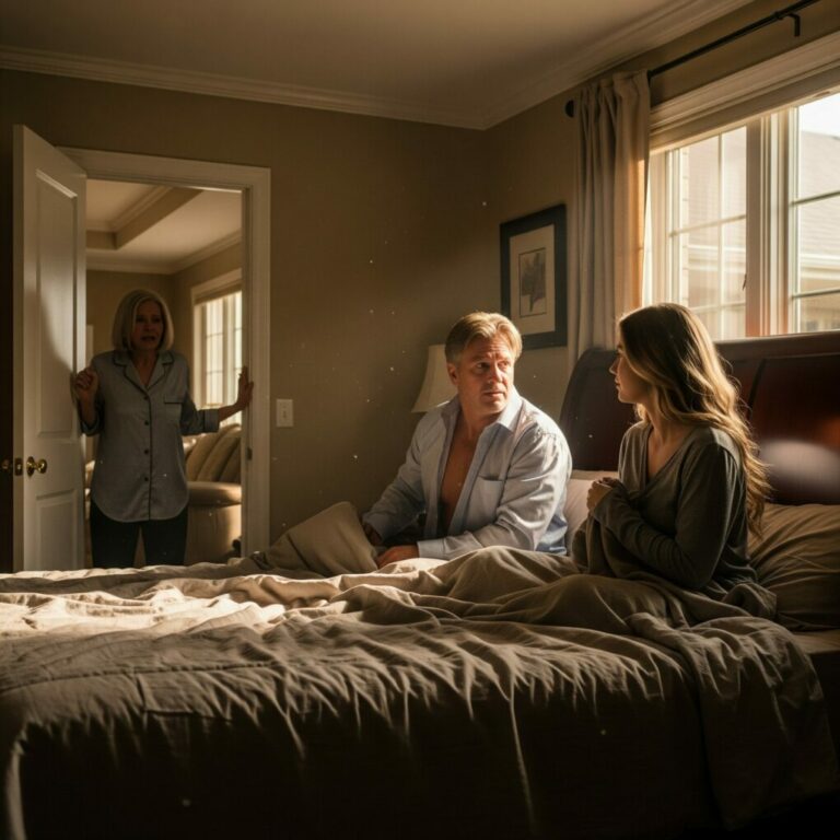 I opened the bedroom door and froze — my husband was in bed with my daughter’s best friend. But what broke me wasn’t the betrayal… it was her calm smile. I didn’t scream. I just closed the door. By morning, they learned what silence can do.