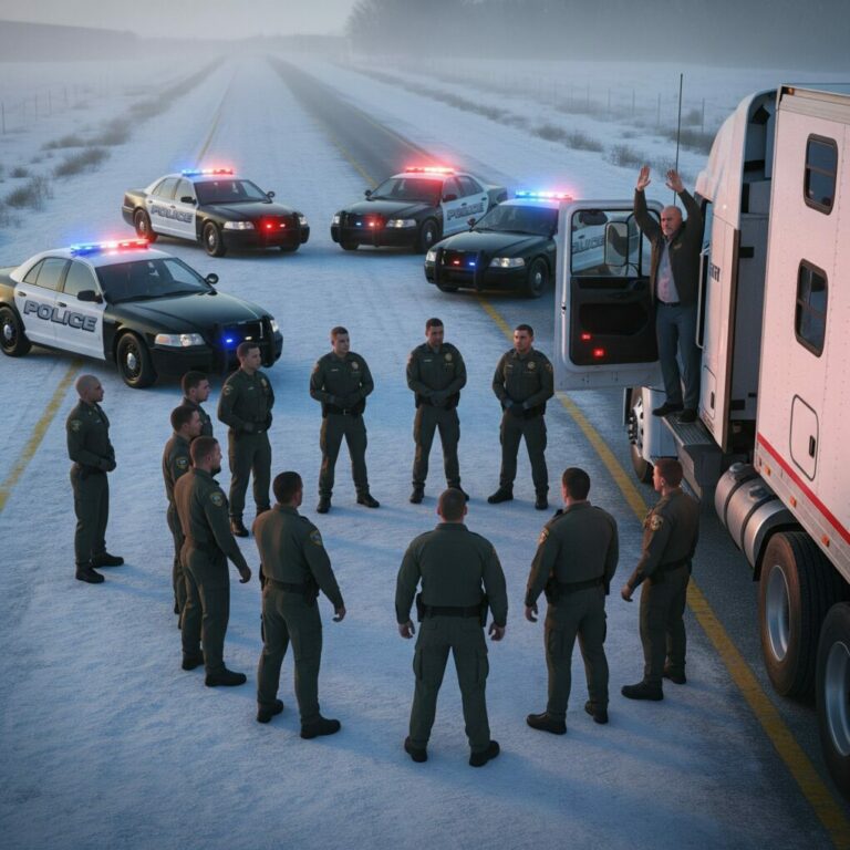 Trucker Let Stranded Woman Sleep in His Cab During Storm. At Dawn, State Troopers Surrounded Him…