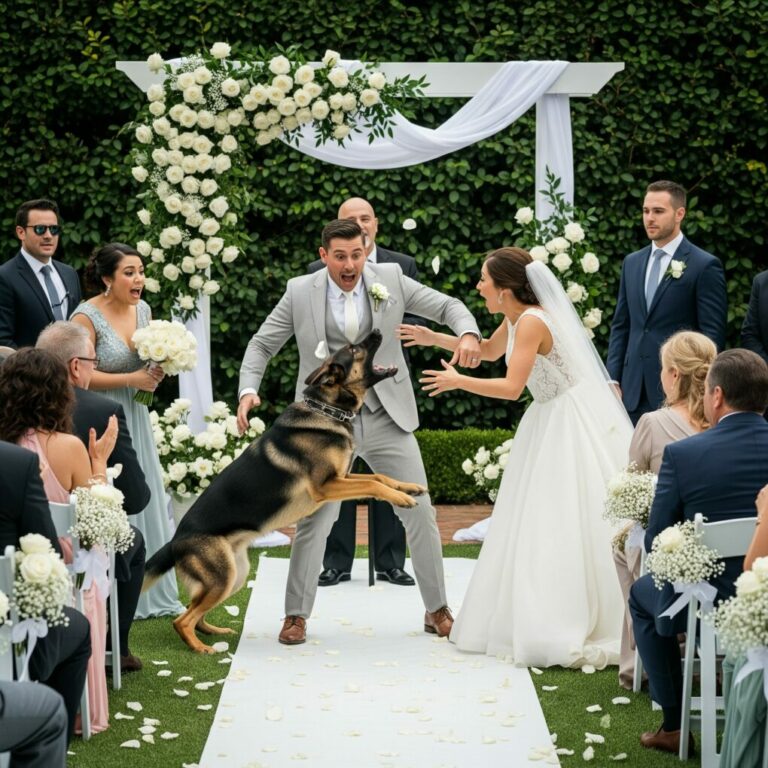 On my wedding day, my beloved dog suddenly lunged at the groom, barking and biting him in front of everyone. I thought it was just panic—until I discovered the truth behind it… and I burst into tears.