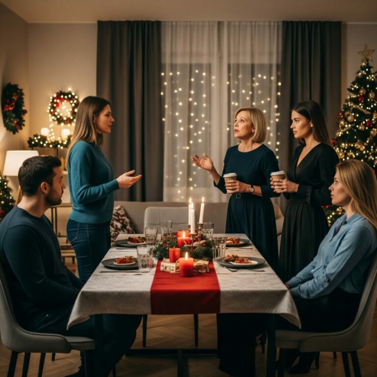 The moment my mother-in-law introduced another woman to my husband on Christmas morning, I realized the trap they’d set for me—and I had only one sentence to fight back.