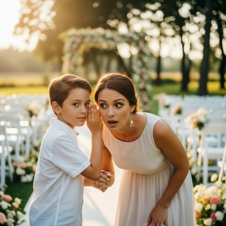 During my sister’s wedding, my 7-year-old son gently tugged my hand and whispered, “Mom, we need to go. Right now.” I laughed softly and asked, “Why, sweetheart?” He quietly showed me something on his phone. And in that moment, the world tilted…
