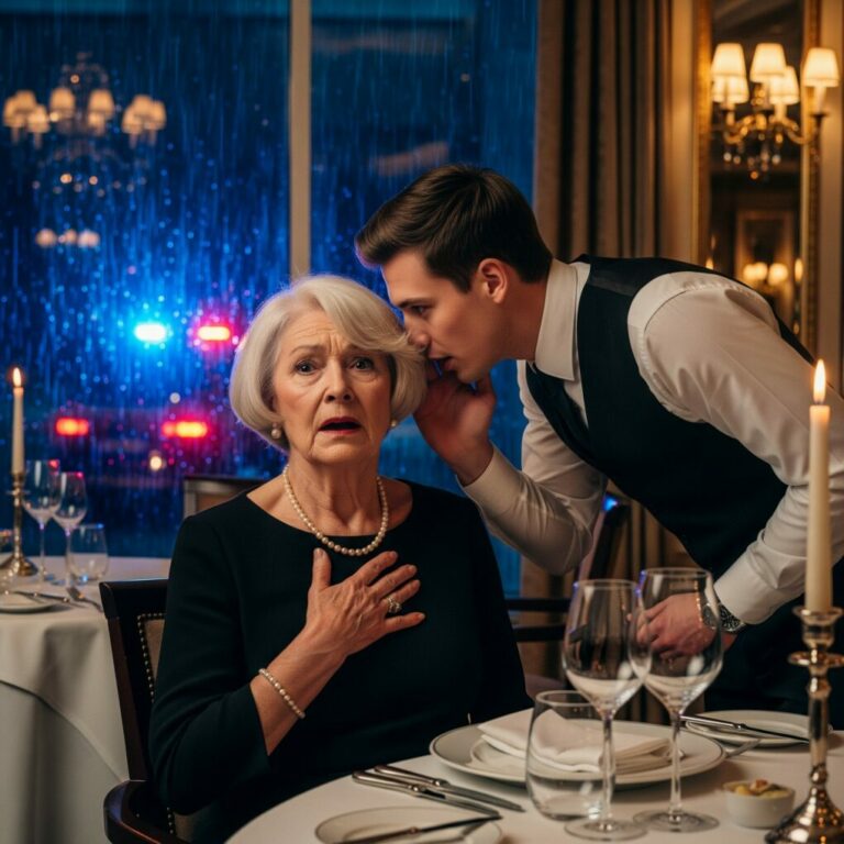 Estaba cenando en un restaurante elegante con mi hija y su esposo. Después de que se marcharon, el camarero se acercó, con la voz apenas más alta que un suspiro, y murmuró: “Señora… por favor, no beba lo que ellos le pidieron”. Todo mi cuerpo se quedó helado.