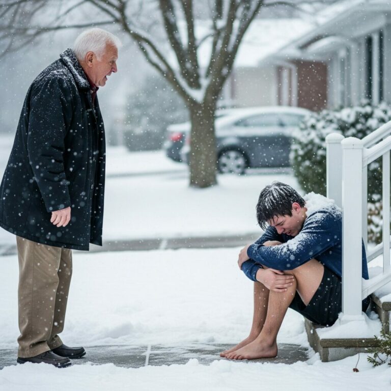 He had been locked out, starved, and silenced for three years—until one snowy afternoon when someone finally asked, “Why are you outside?” and the truth rewrote their entire future.
